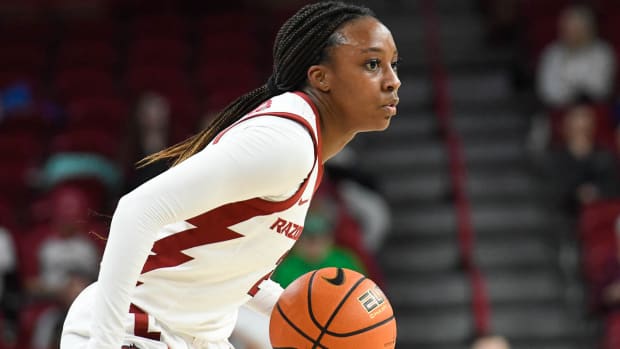 Arkansas Razorbacks Samara Spencer against Louisiana Tech in WNIT on Thursday night.